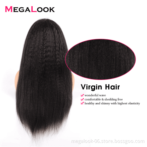Cheap Virgin Human Hair Light Italian Yaki Kinky Straight Front Lace Wig For Black Women